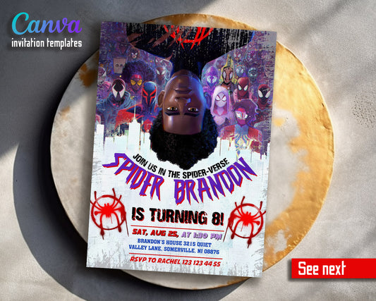 Spider Man Across the Spider-Verse customizable invitation template | Share or Print | boy | KN433