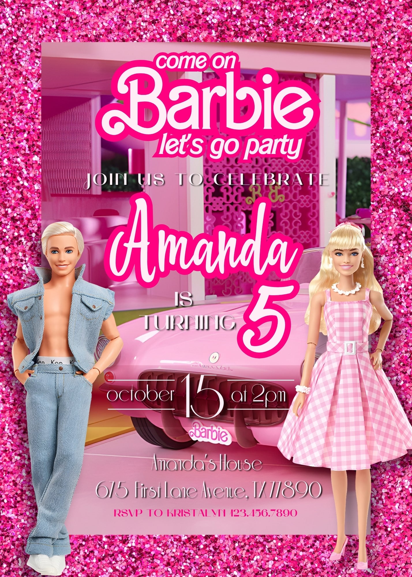 Barbie Pink  customizable invitation template | Share or Print | girl | ZX868