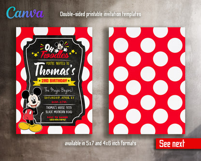 Mickey Mouse 2nd Birthday customizable invitation template | Share or Print |  | NS956