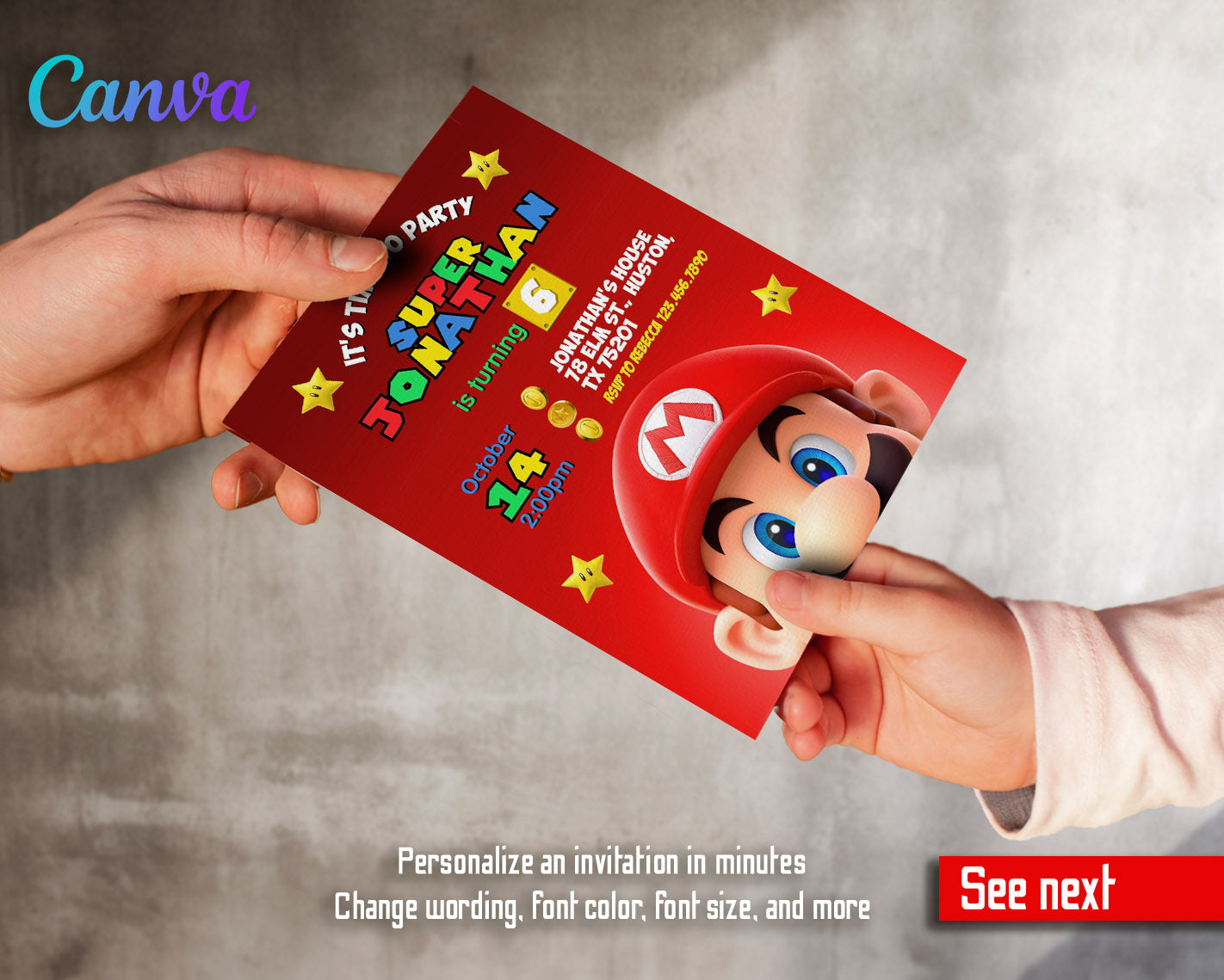 Mario Invitation Inso Super Mario Bros customizable invitation template | Share or Print ...