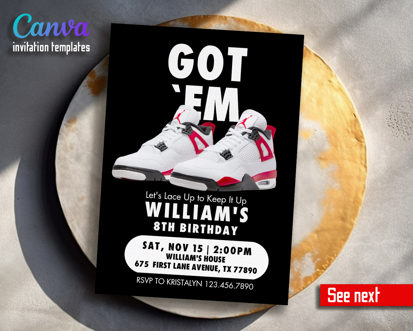 Sneaker Ball Air Jordan Nike customizable invitation template | Share or Print |  | BY592