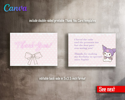 My Melody Hello Kitty Sanrio customizable invitation template | Share or Print | girl | KZ106