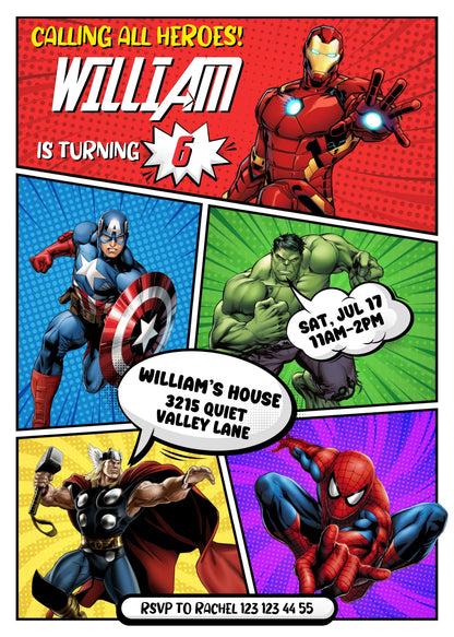 Avengers Marvel Superhero customizable invitation template | Share or Print | boy | CA462