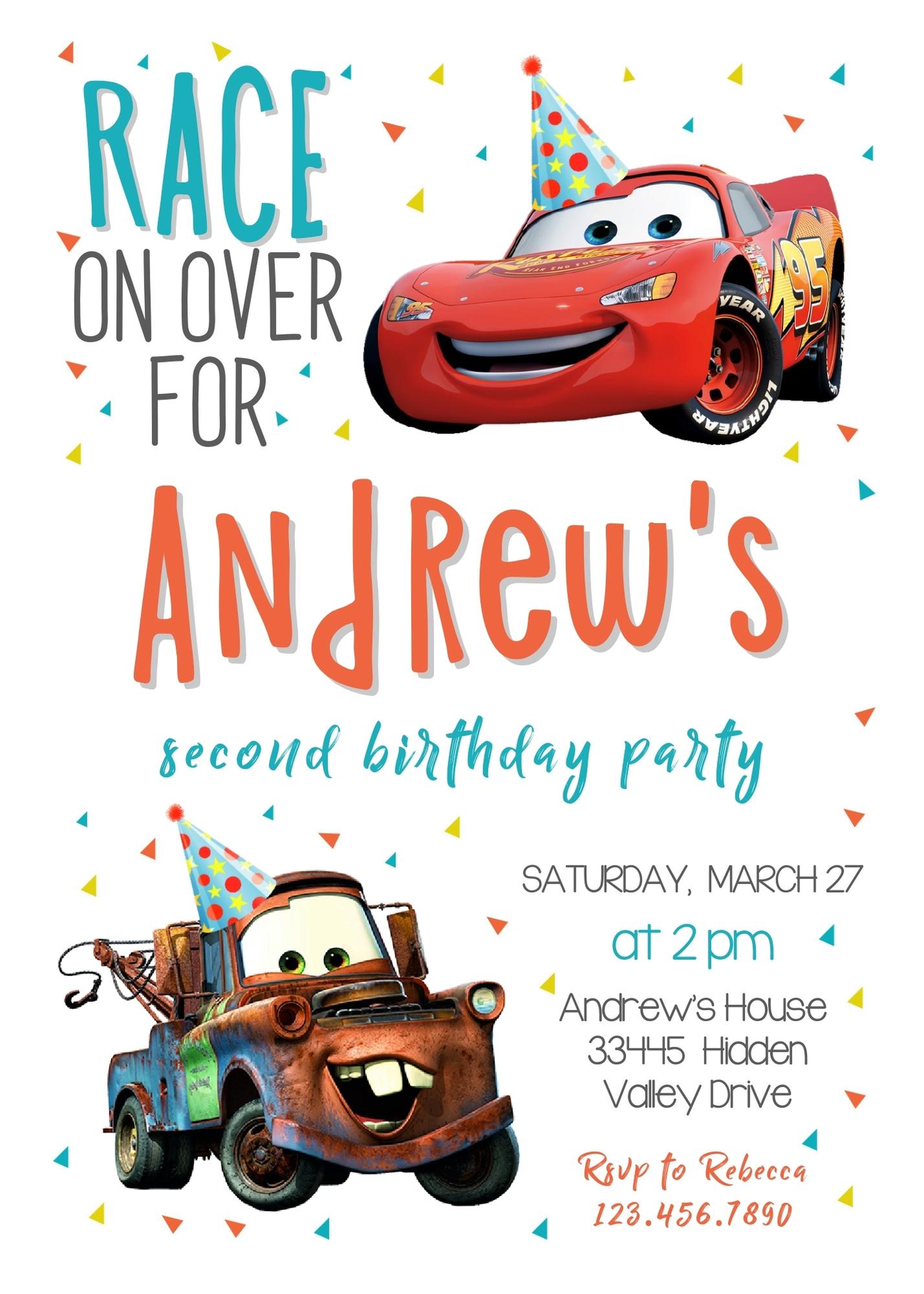 Cars Lightning McQueen customizable invitation template | Share or Print | boy | BV839