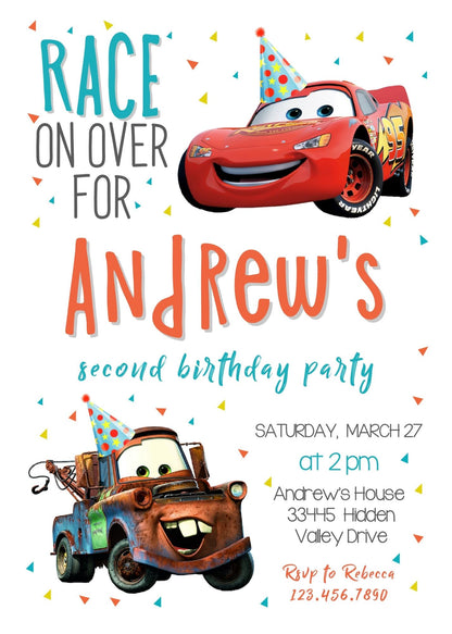 Cars Lightning McQueen customizable invitation template | Share or Print | boy | BV839