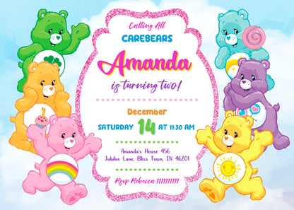 Care Bears  customizable invitation template | Share or Print |  | SN216