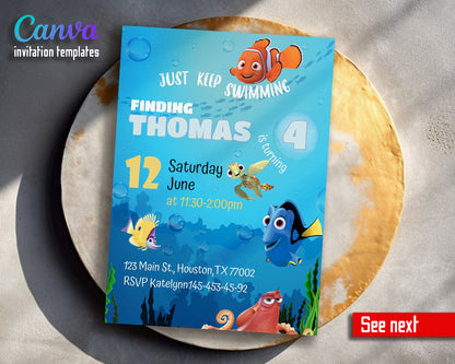 Finding Nemo customizable invitation template | Share or Print |  | JR421