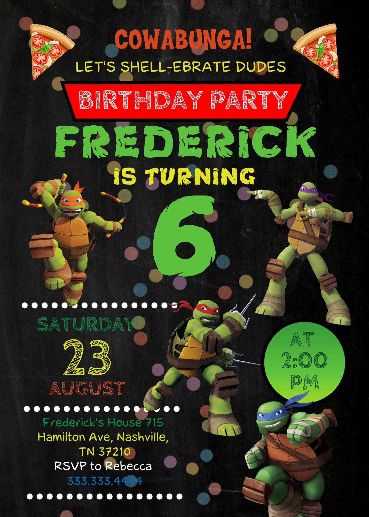 Teenage Mutant Ninja Turtles, TMNT customizable invite template boy | instant download | Share or Print | AM829