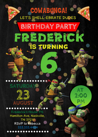 Teenage Mutant Ninja Turtles, TMNT customizable invite template boy | instant download | Share or Print | AM829