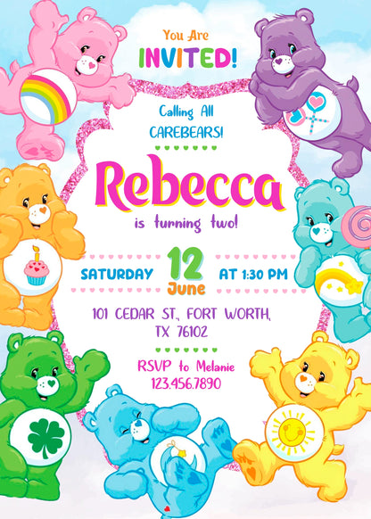 Care Bears customizable invitation template | Share or Print |  | AZ763