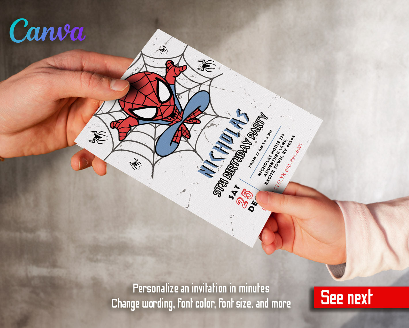 Spidey and His Amazing Friends customizable invitation template | Share or Print | boy | PS543