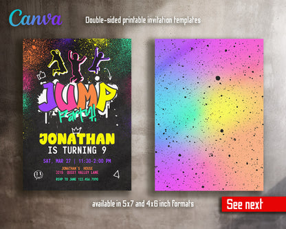 Trampoline Jump Party  customizable invitation template | Share or Print |  | VI674