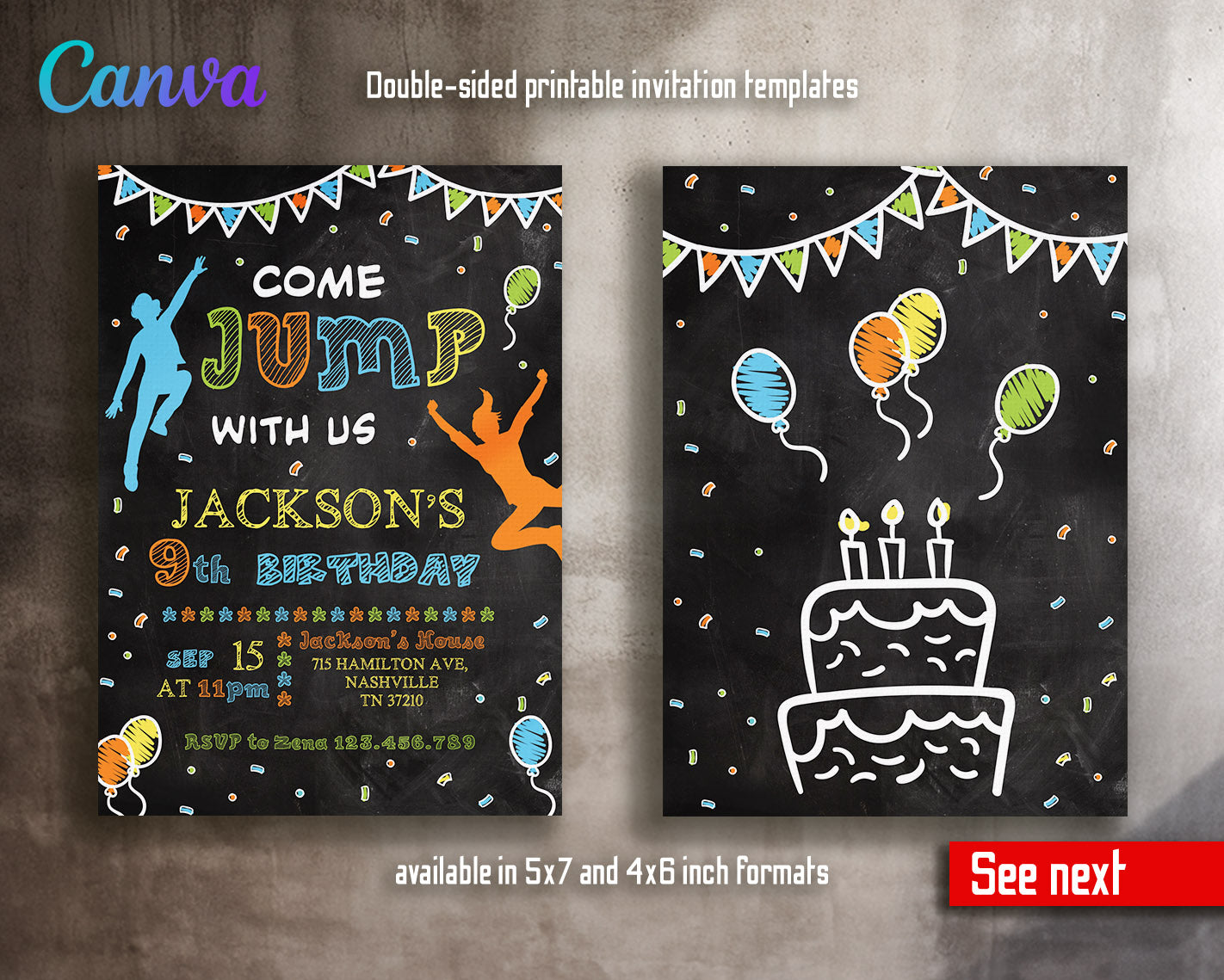 Trampoline Jump Party  customizable invitation template | Share or Print |  | ZL266