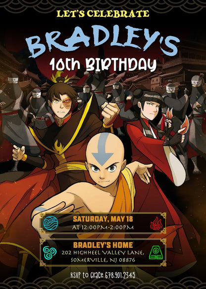 Avatar The Last Airbender  customizable invitation template | Share or Print |  | CD547