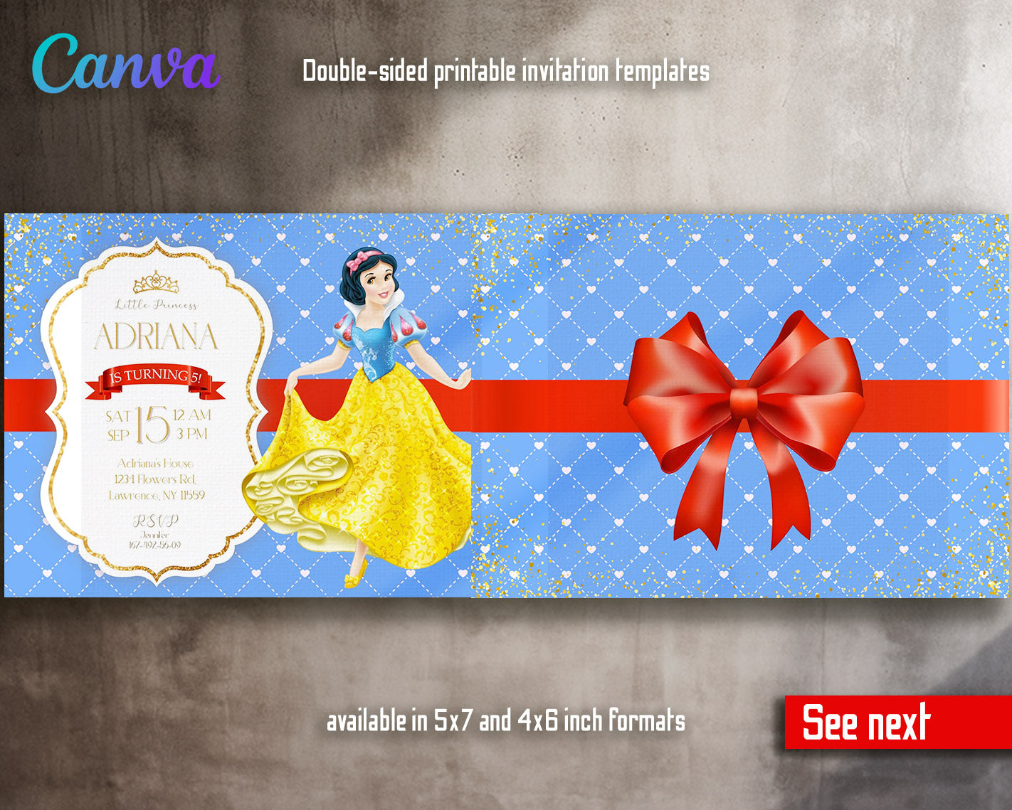 Snow White Princess customizable invitation template | Share or Print | girl | VV823