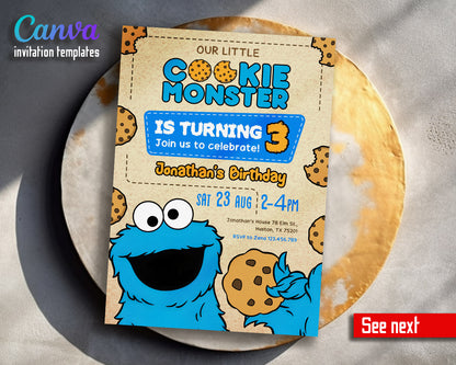 Sesame Street Cookie Monster customizable invitation template | Share or Print |  | HC179