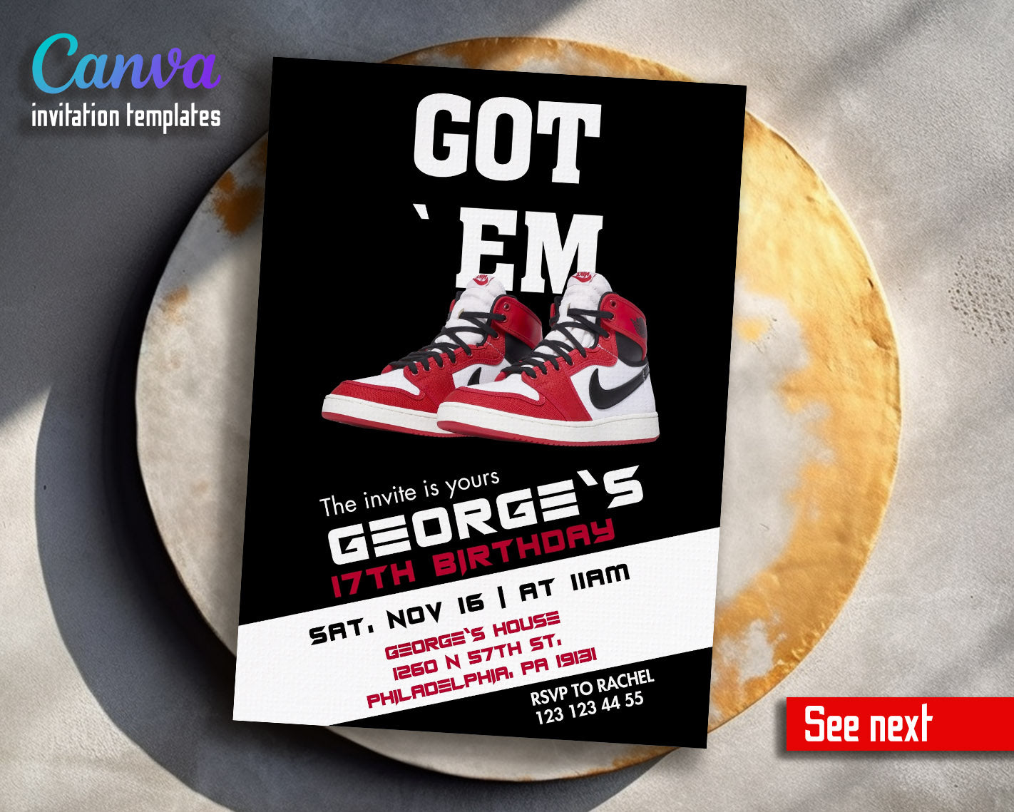 Sneaker Ball Air Jordan Nike customizable invitation template | Share or Print |  | JN884