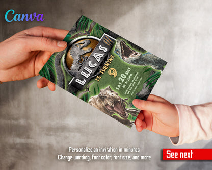 Jurassic Park Dinosaur customizable invitation template | Share or Print |  | BT014