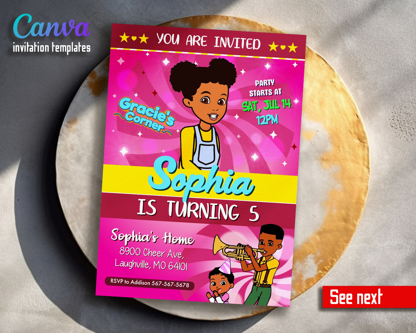 Gracie's Corner Music customizable invitation template | Share or Print | girl | RS692