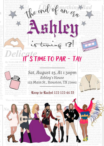 Taylor Swift Eras Tour  customizable invitation template | Share or Print | girl | XM397