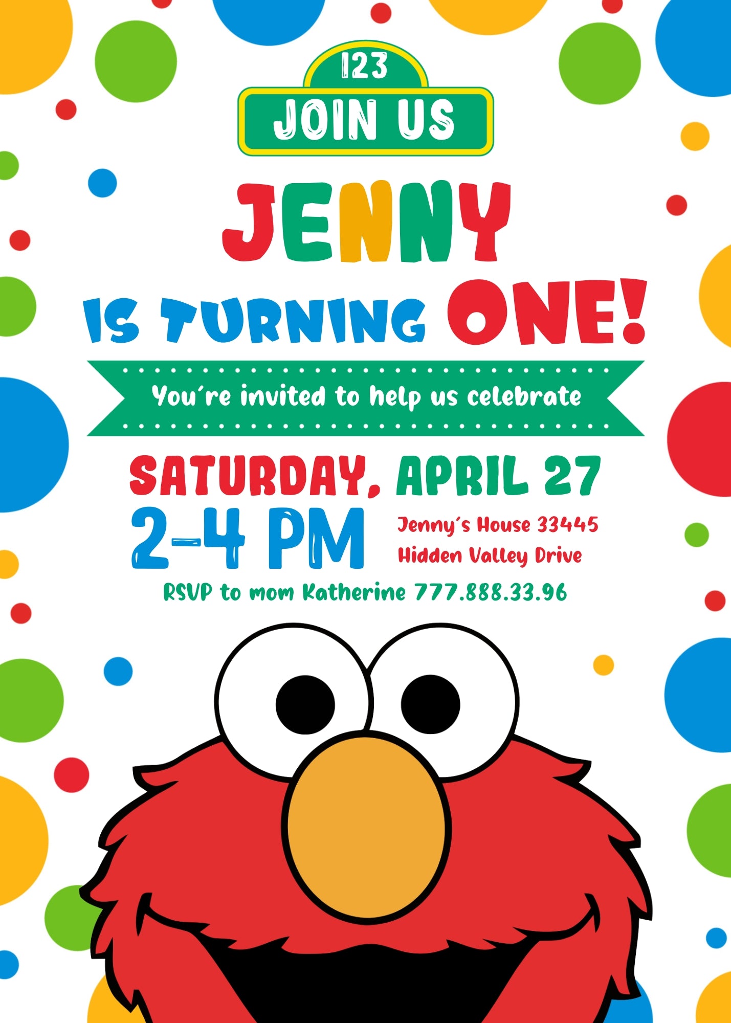 Sesame Street Elmo customizable invitation template | Share or Print |  | TH968