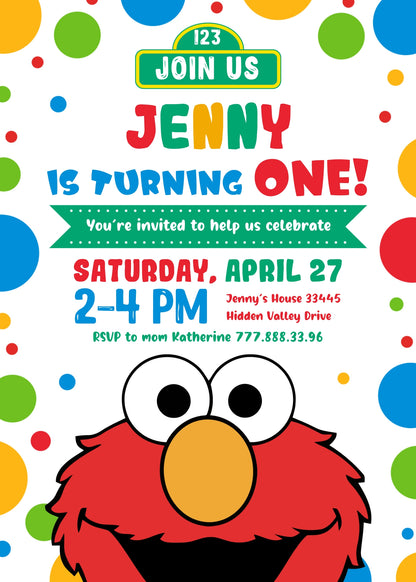 Sesame Street Elmo customizable invitation template | Share or Print |  | TH968