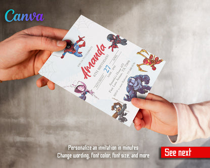 Spidey and His Amazing Friends customizable invitation template | Share or Print | boy | VM555