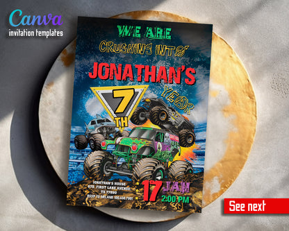 Monster Jam Monster Truck customizable invitation template | Share or Print | boy | BU805