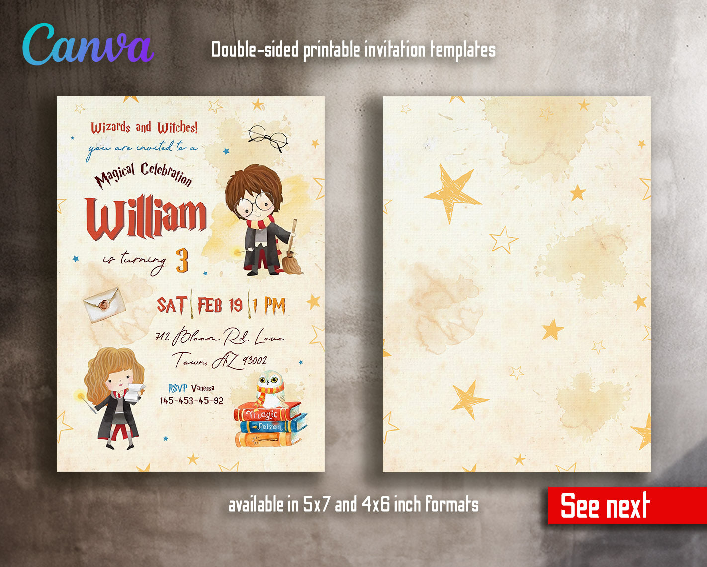 Harry Potter  customizable invitation template | Share or Print |  | UJ267