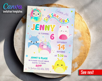 Squishmallows  customizable invitation template | Share or Print |  | HW238