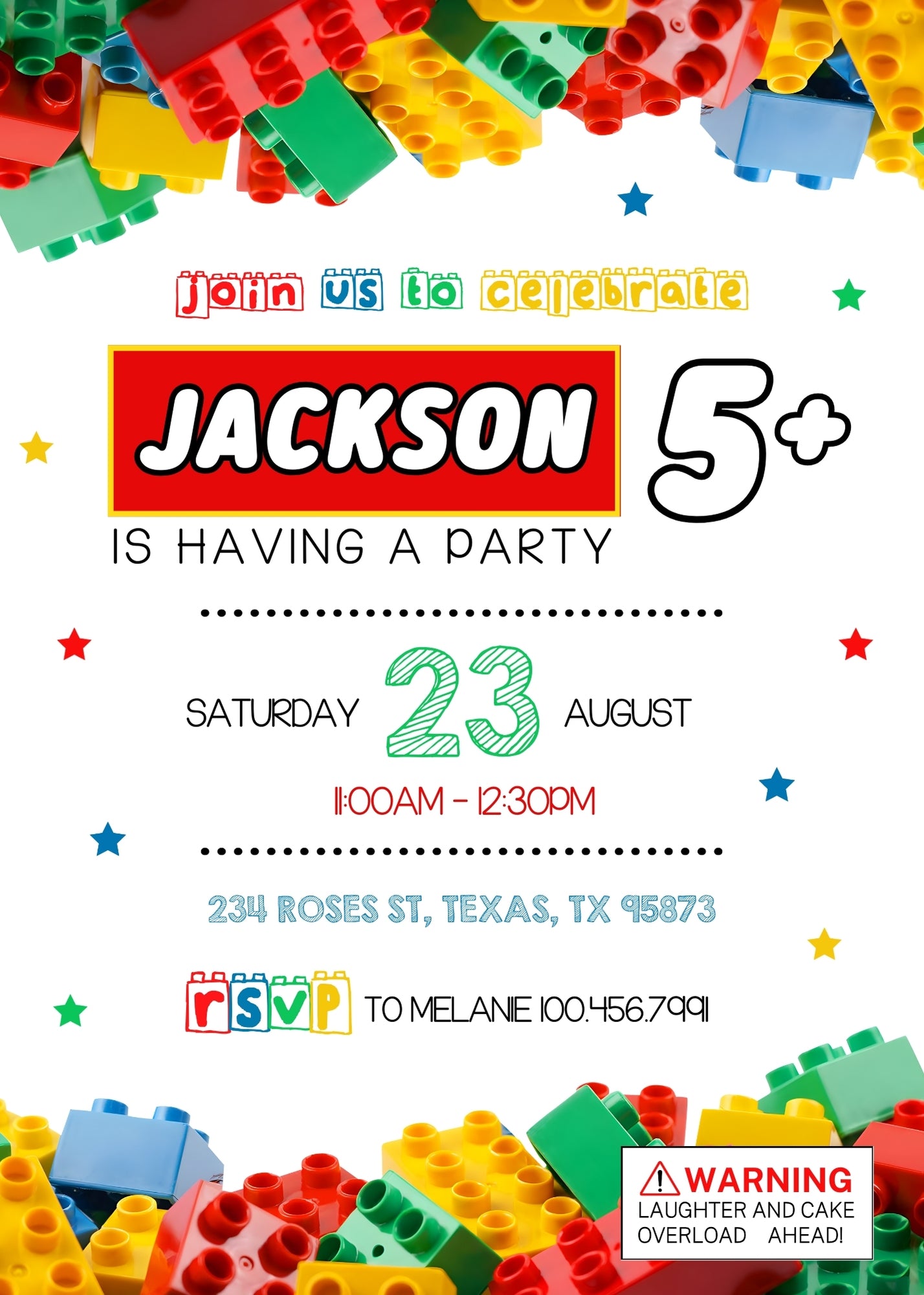 Lego  customizable invitation template | Share or Print |  | WC474