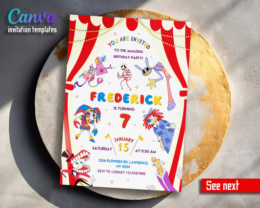 The Amazing Digital Circus customizable invitation template | Share or Print |  | JZ053