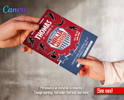 American Ninja Warrior customizable invitation template | Share or Print |  | FK974