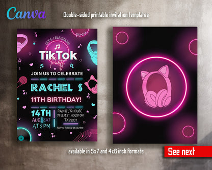 Tik Tok Party customizable invitation template | Share or Print |  | AD061