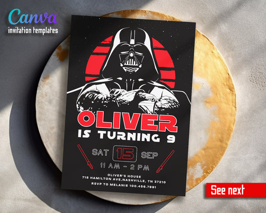 Star Wars Darth Vader  customizable invitation template | Share or Print | boy | RP472