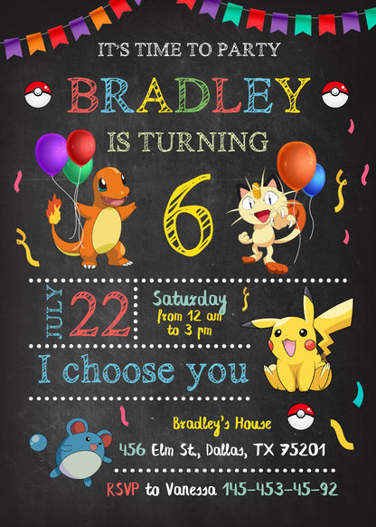 Pokemon customizable invite template | instant download | Share or Print | GD175