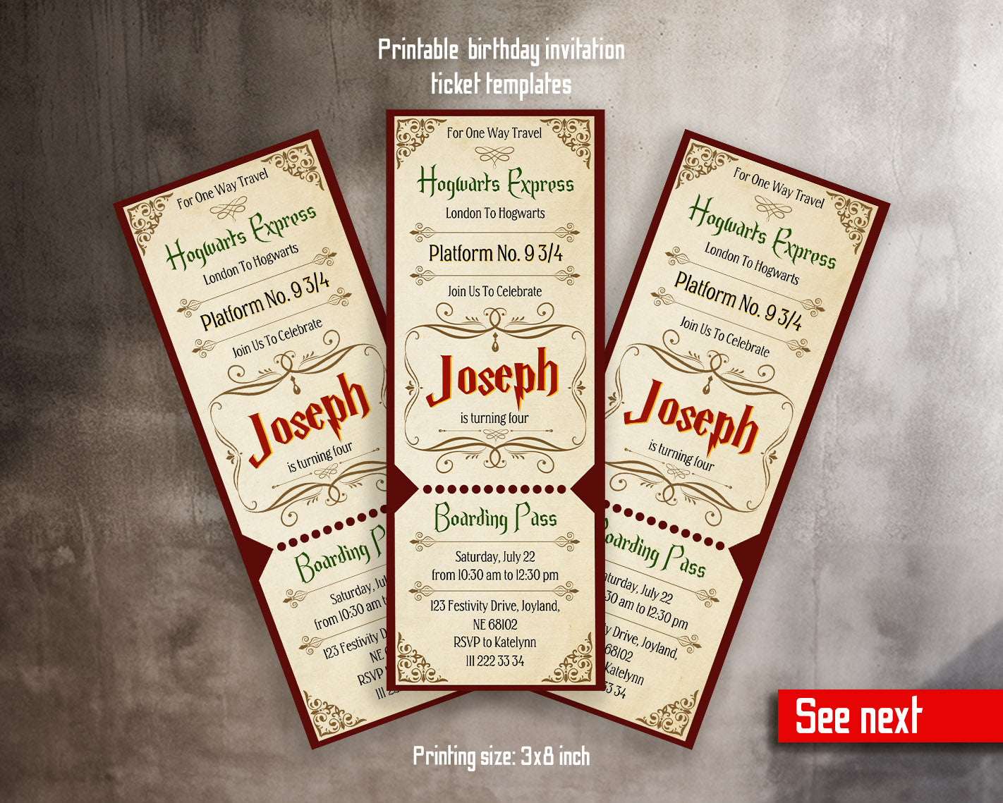 Harry Potter Hogwarts customizable invitation template | Share or Print |  | WI157