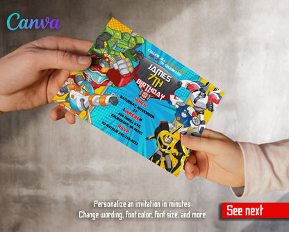 Transformers Rescue Bots  customizable invitation template | Share or Print | boy | TX697