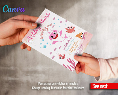 Baby Shark  customizable invitation template | Share or Print |  | FP185