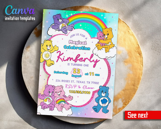 Care Bears  customizable invitation template | Share or Print |  | HR879