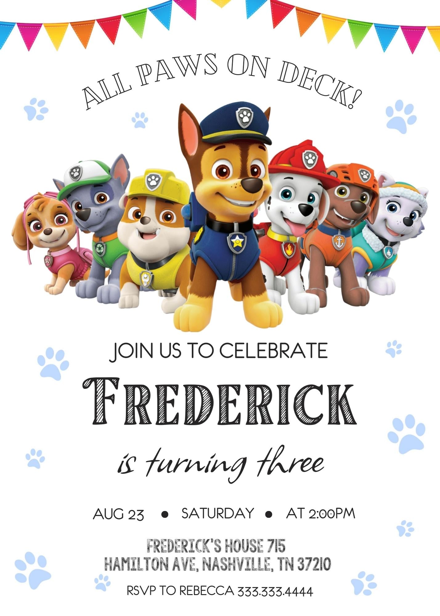 Paw Patrol customizable invite template | instant download | Share or Print | PT142