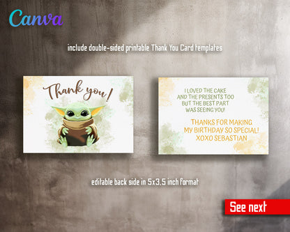 Baby Yoda Grogu Star Wars Mandalorian  customizable invitation template | Share or Print | boy | RO737