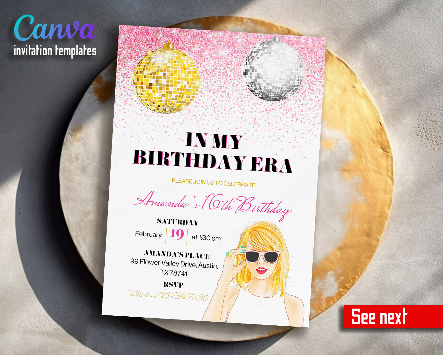 Taylor Swift Eras Tour  customizable invitation template | Share or Print | girl | PE221