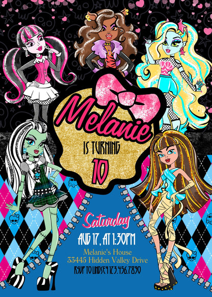 Monster High  customizable invitation template | Share or Print | girl | KM867