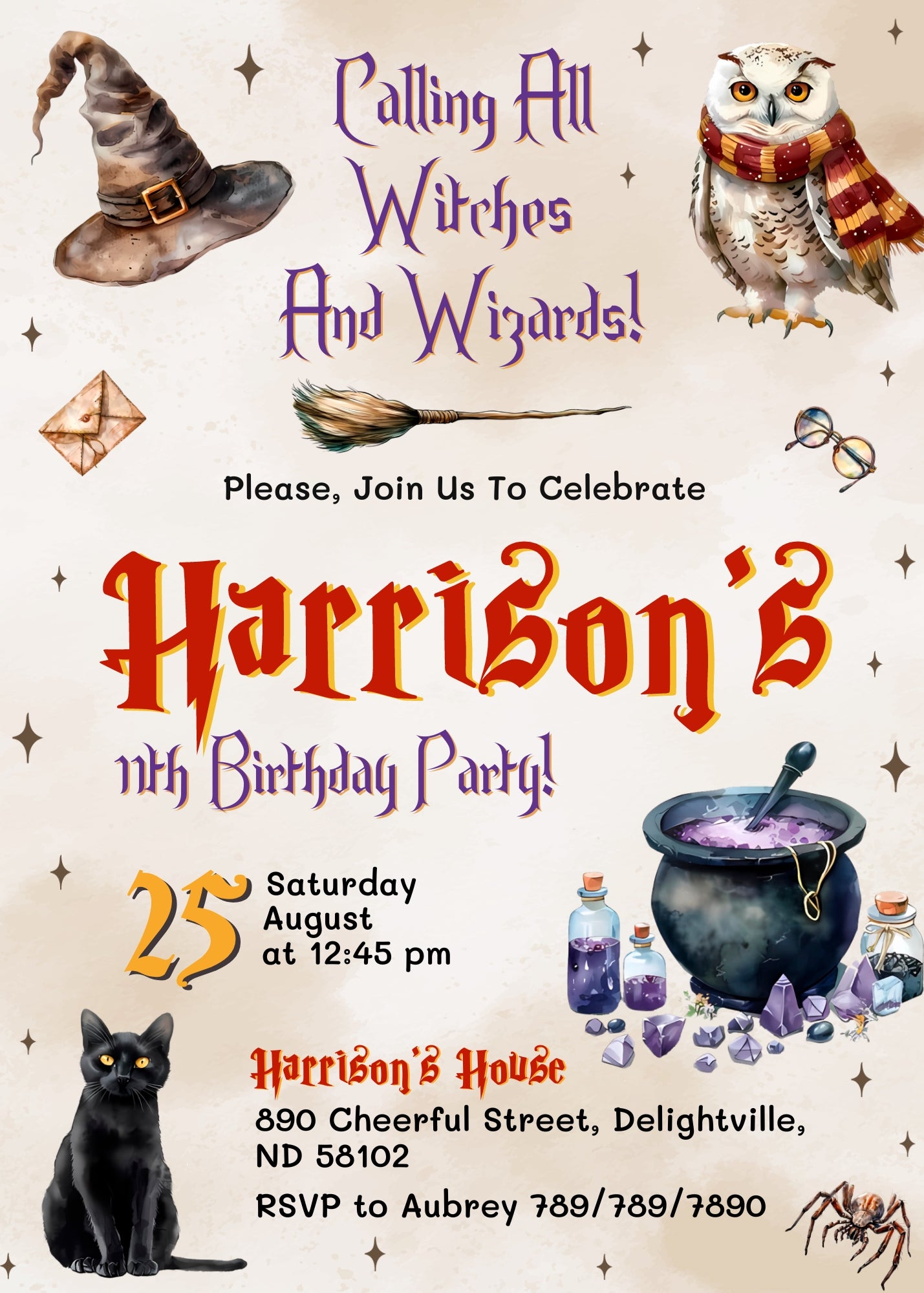 Harry Potter  customizable invitation template | Share or Print |  | HY359