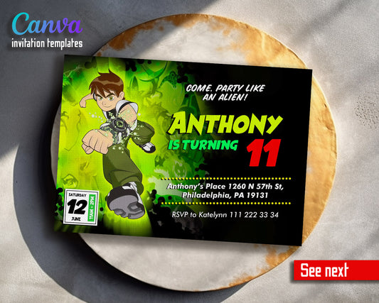 Ben 10 Alien Force customizable invitation template | Share or Print | boy | NZ959