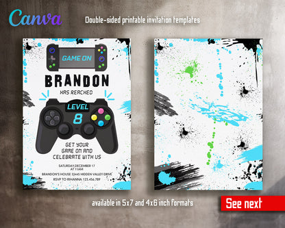 Gamer Party customizable invitation template | Share or Print | boy | WL275