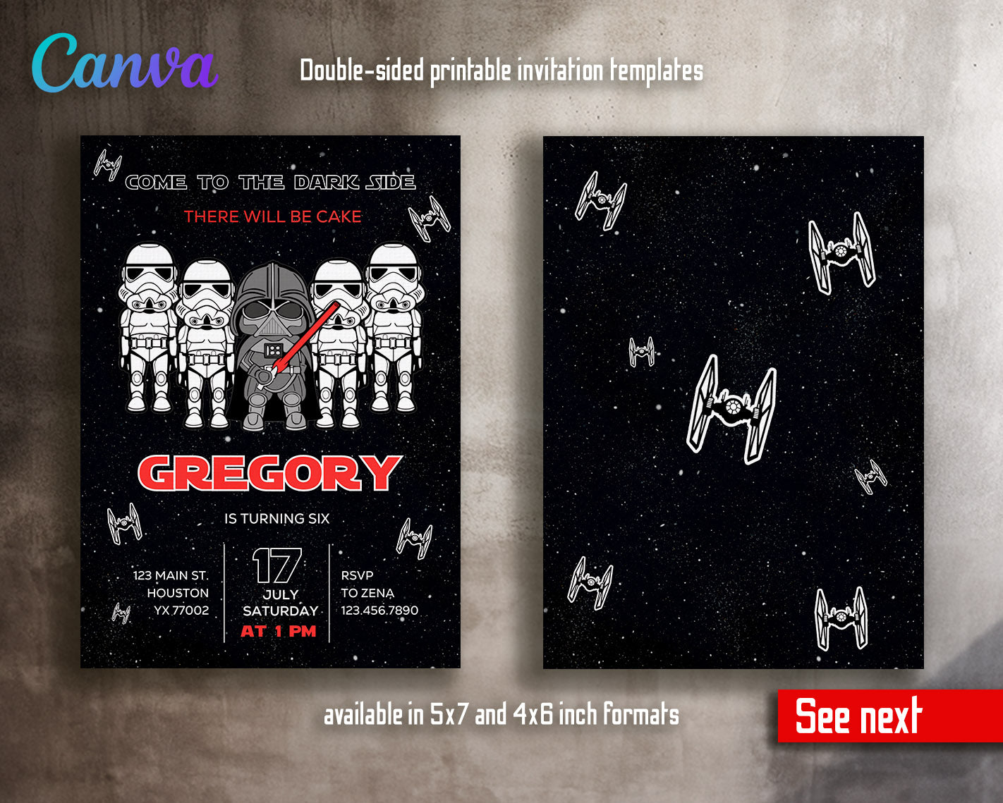 Star Wars Darth Vader  customizable invitation template | Share or Print | boy | SL880