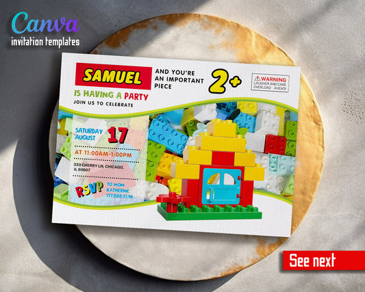 Lego Duplo House customizable invitation template | Share or Print |  | DZ935