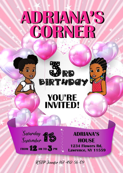 Gracie's Corner customizable invite template girl | instant download | Share or Print | ER412